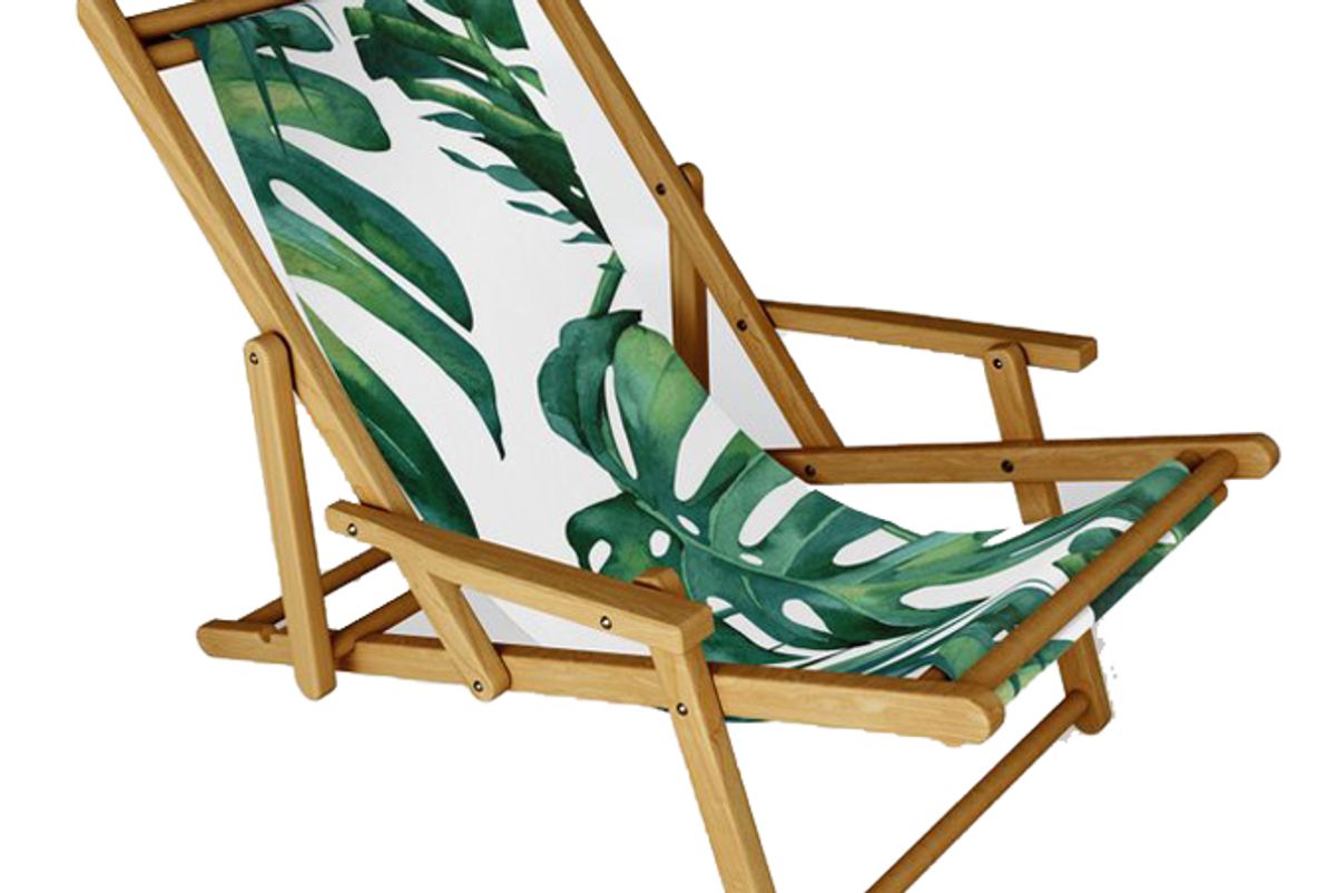 society 6 classic palm leaves tropical jungle green sling chair by simple luxe
