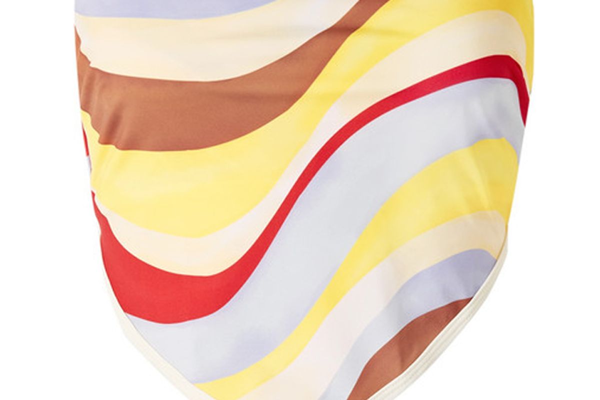 solid and striped bianca printed bandeau bikini top