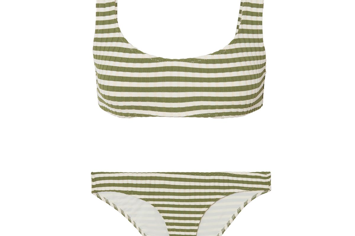 solid and striped the elle striped ribbed stretch bikini top
