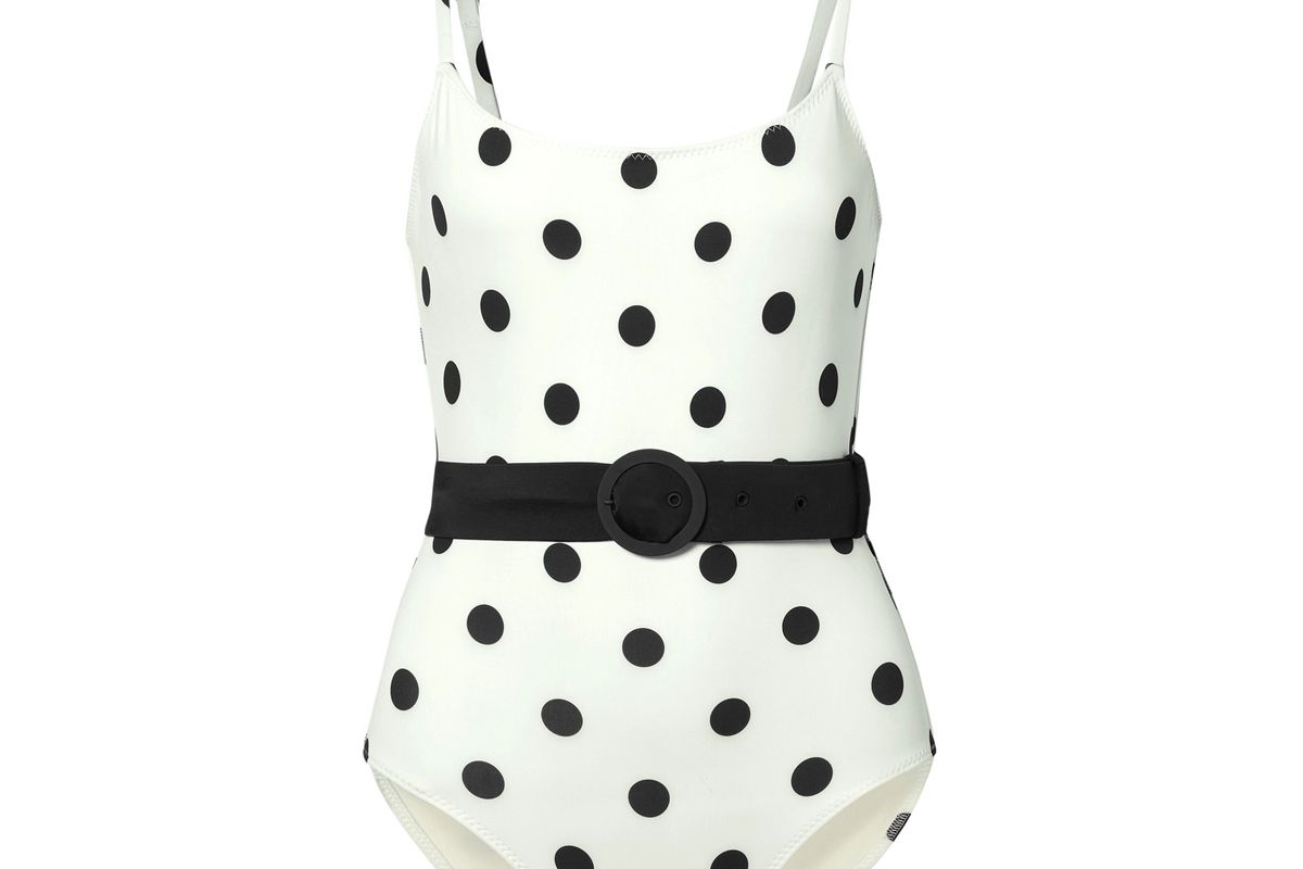 solid and striped the nina belted polka dot swimsuit