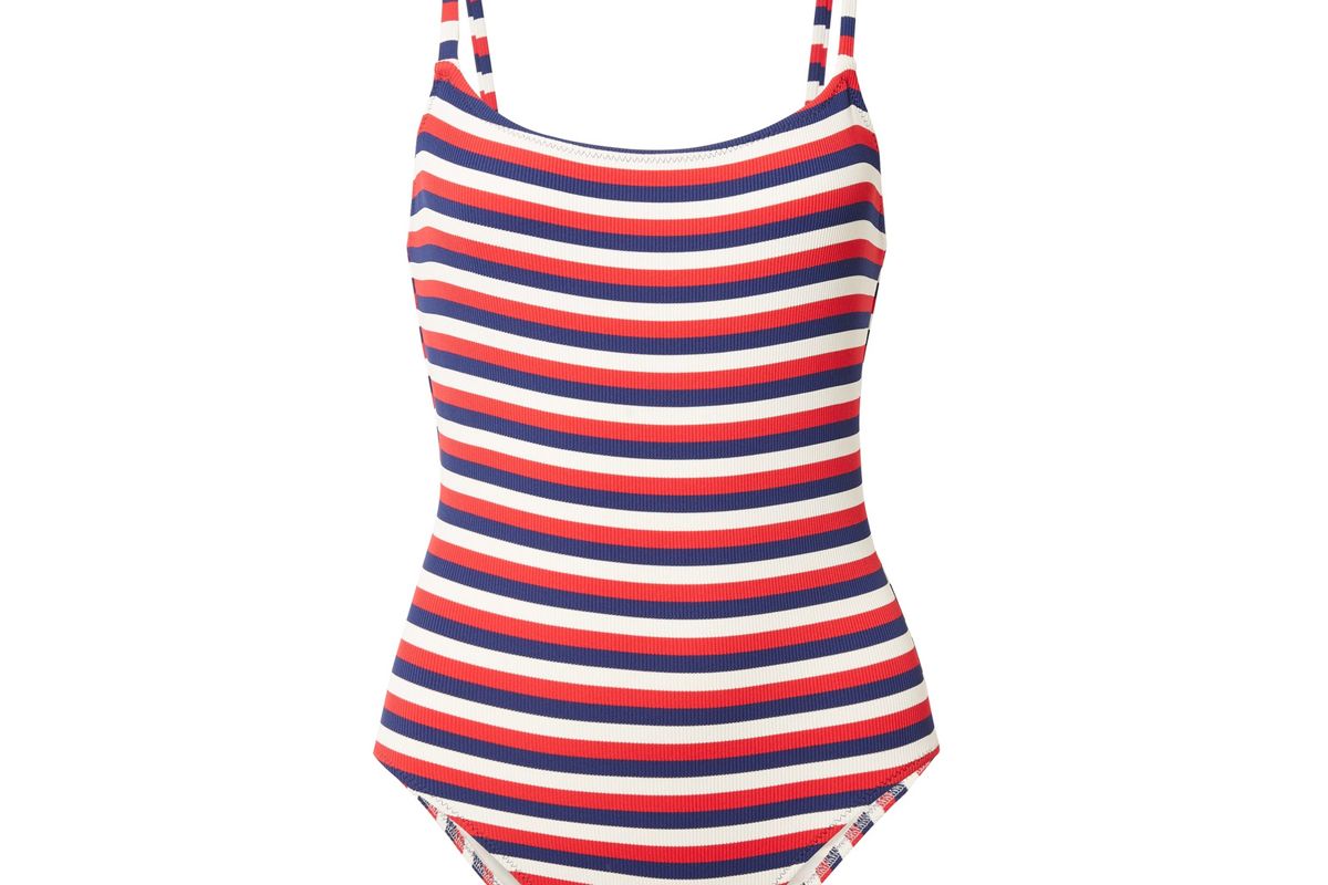 solid and striped the nina striped ribbed stretch knit swimwear