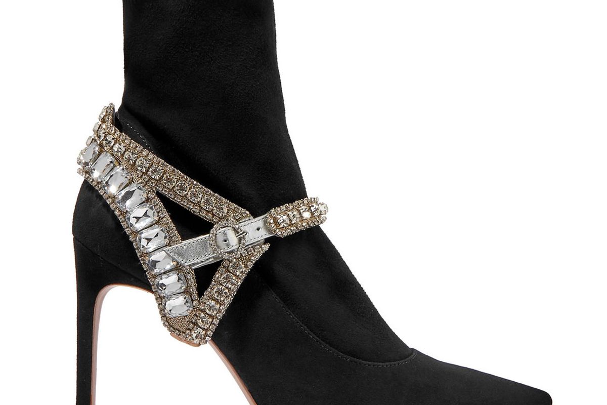 sophia webster lorena crystal embellished stretch suede sock boots