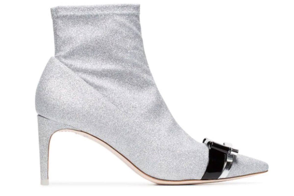 sophia webster metallic andie 70 glitter bow ankle boots