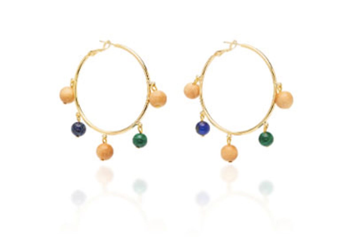 sophie monet the maraca gold plated brass lapis and malachite earrings