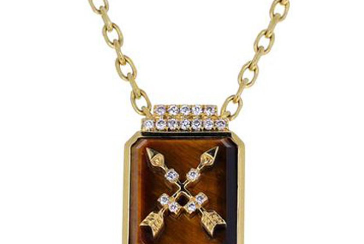 sorellina tigers eye and diamond crossed arrows signet pendant necklace