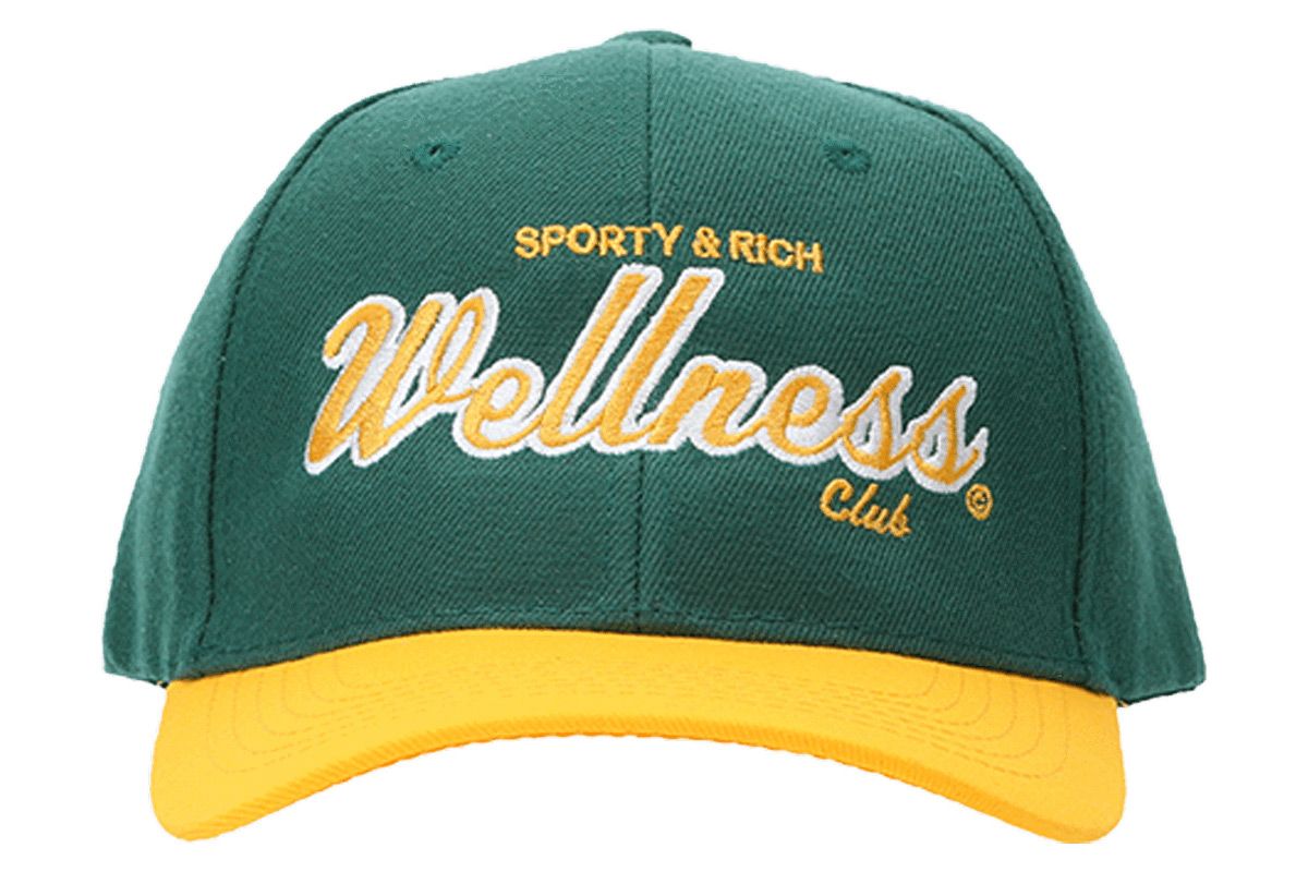 sporty and rich green and yellow sports logo cap