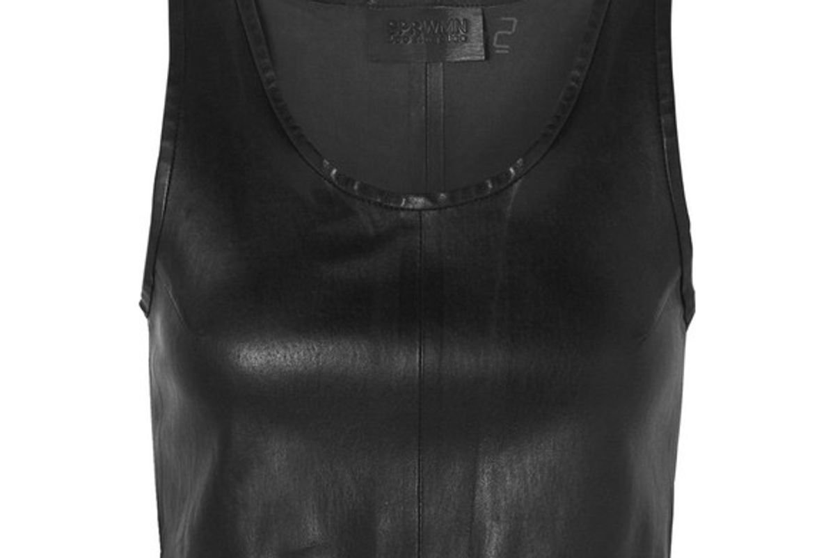 sprwmn cropped leather top
