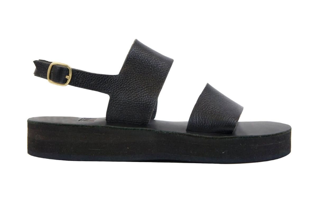 sseko black double strap platform sandal