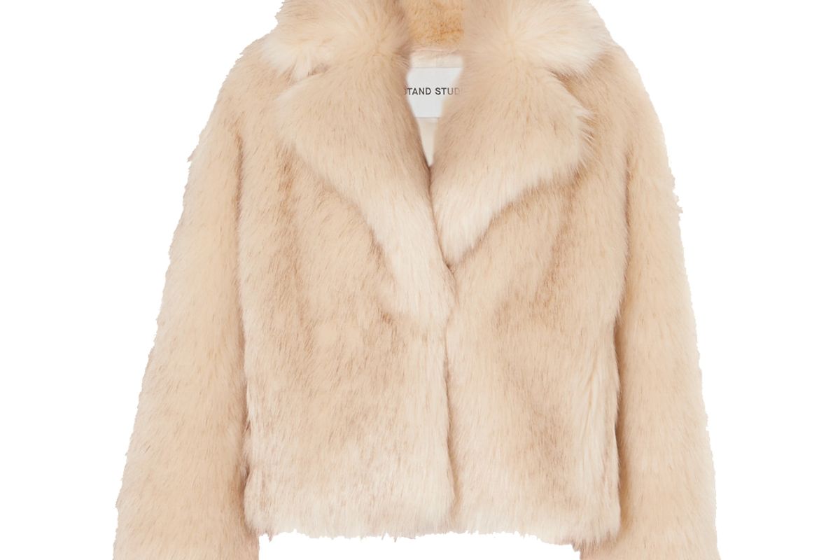stand studio and pernille teisbaek janet faux fur jacket