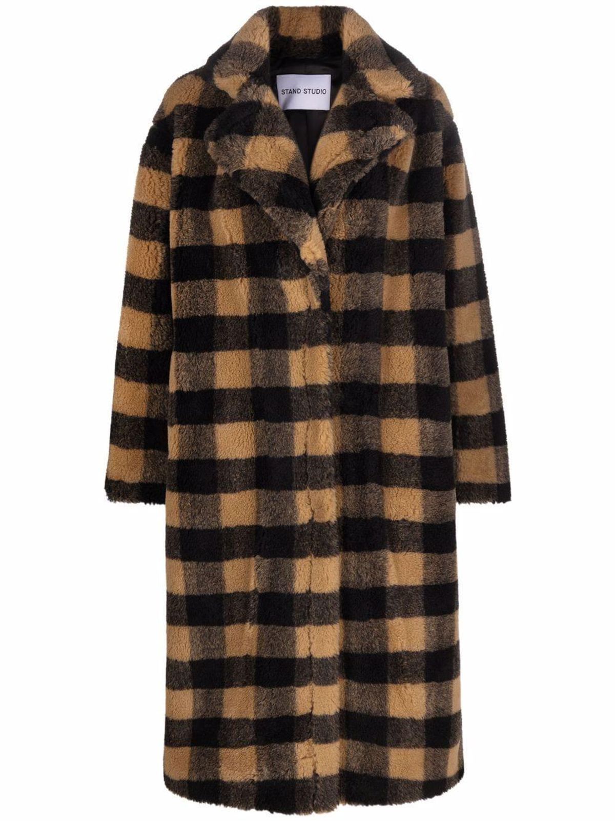 stand studio maria checked faux fur