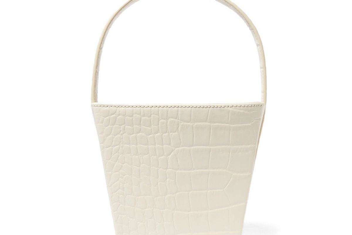 staud edie croc effect leather tote