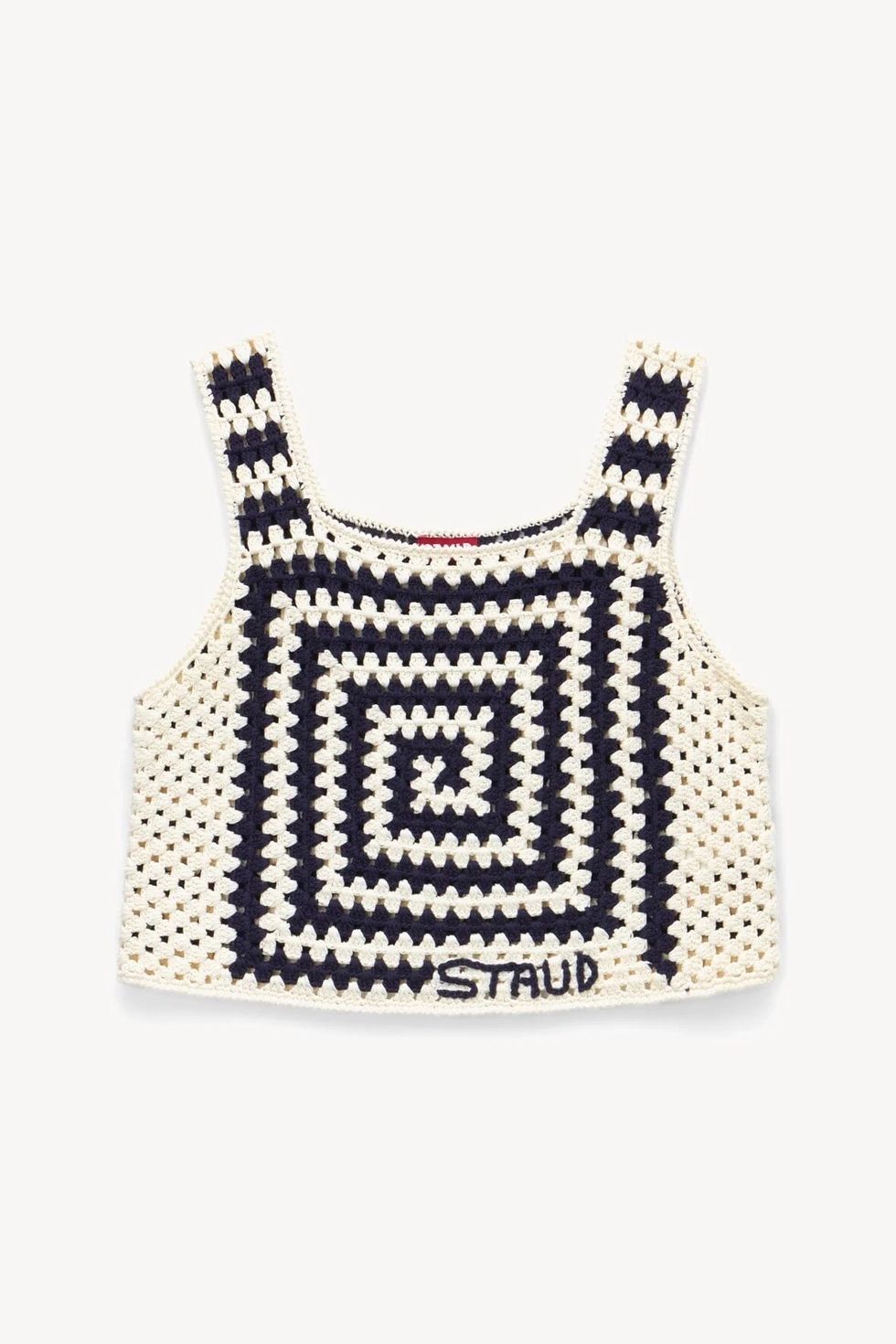 Staud Nickel Square-neck Crocheted Crop Top