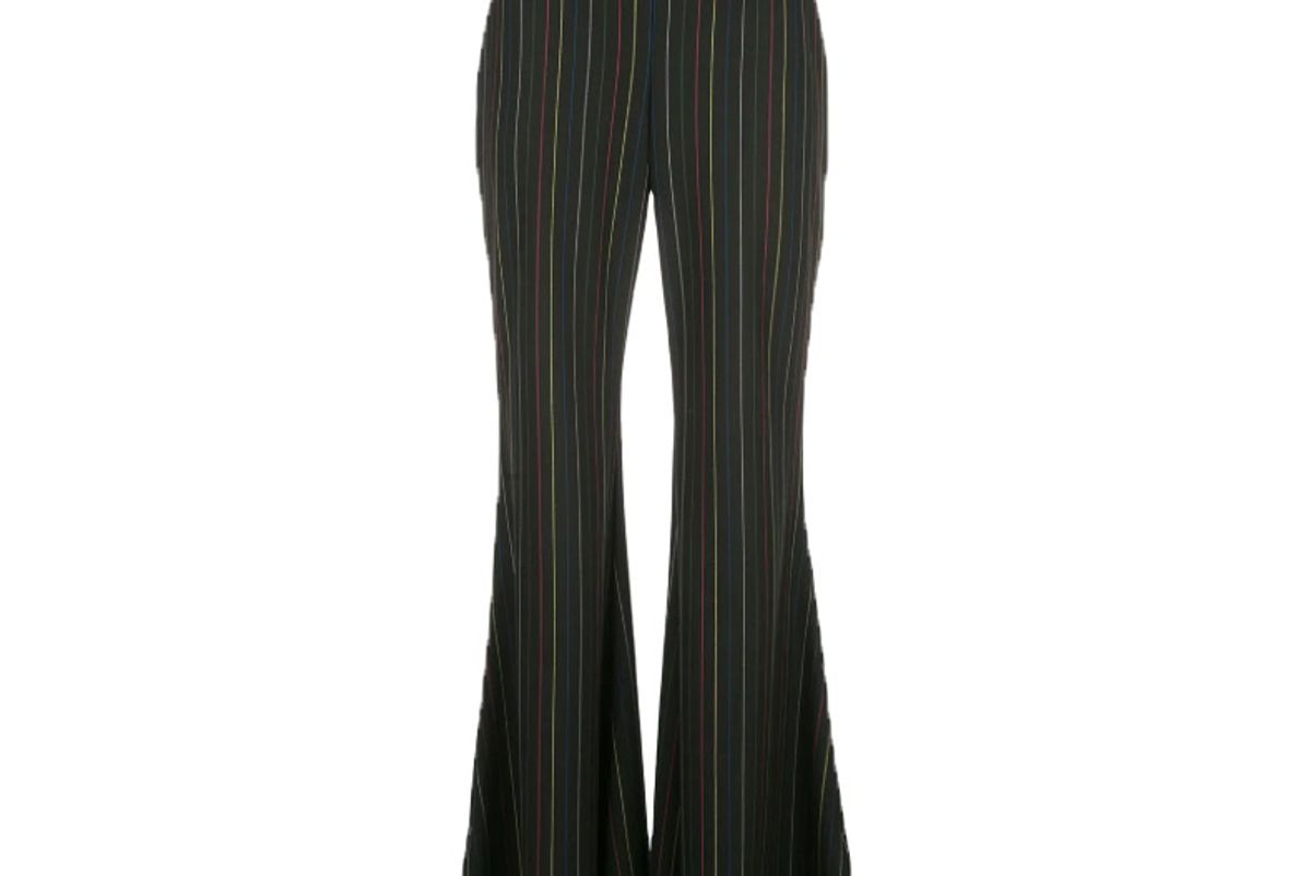 staud pinstriped flared trousers