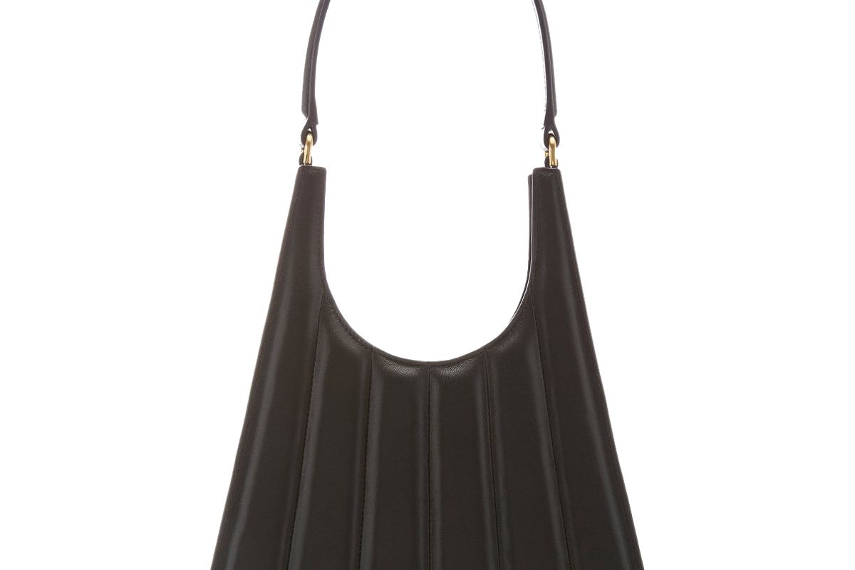 staud rey striped leather shoulder bag