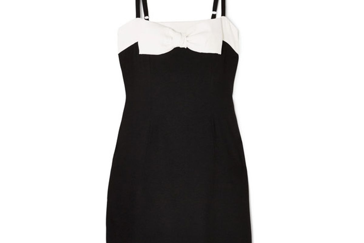 staud vertigo bow embellished cotton mini dress