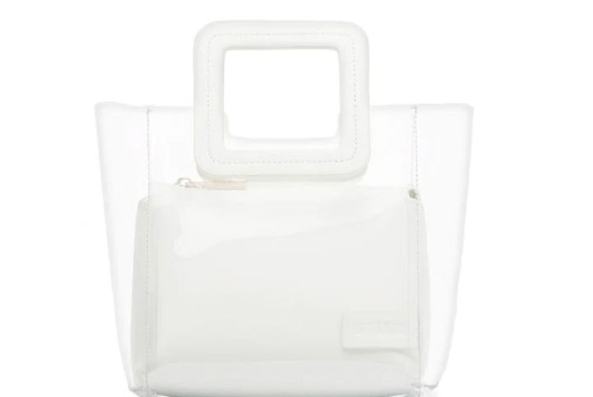 staud white shirley mini leather pvc tote