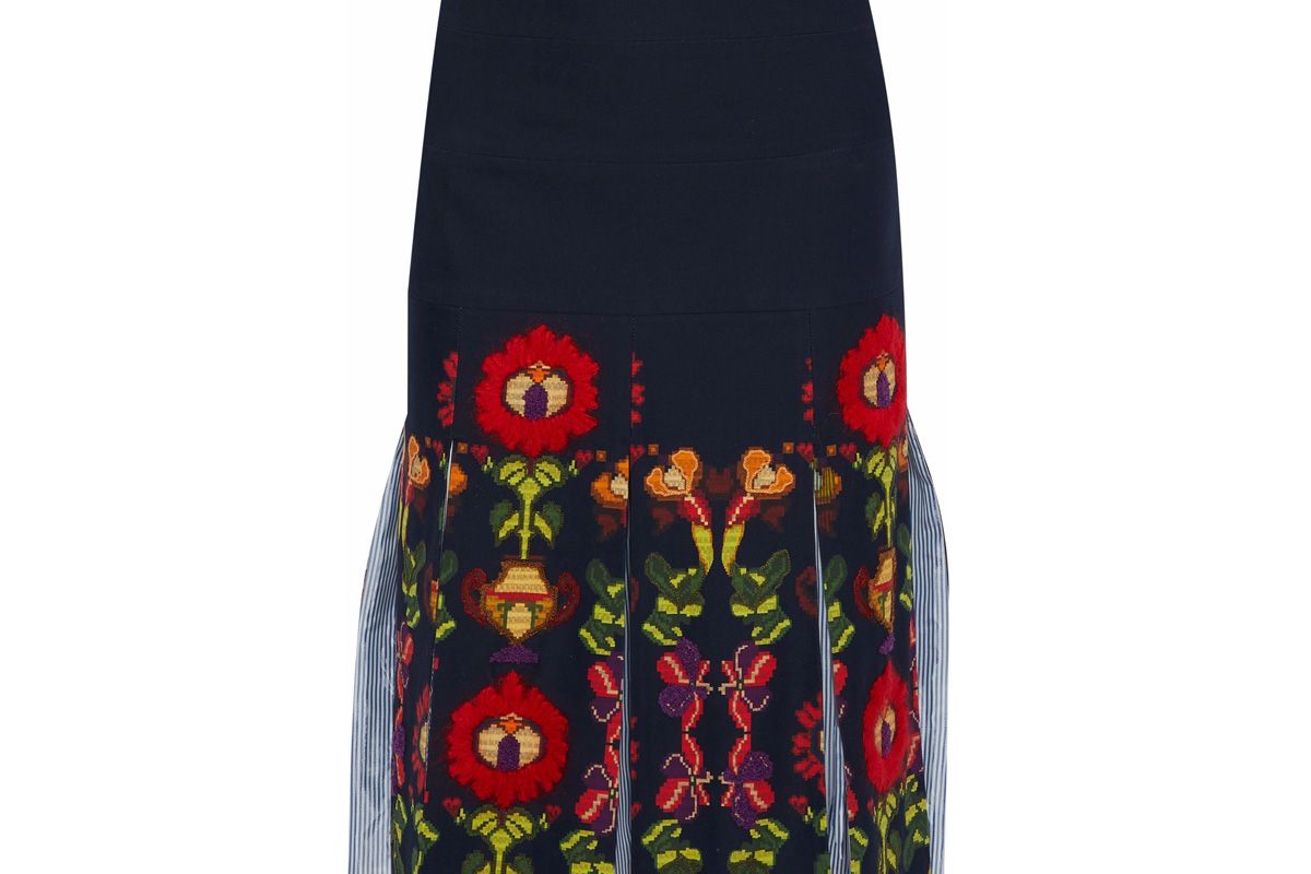 stella jean embroidered printed cotton blend twill skirt