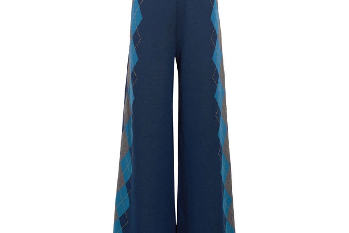 Argyle wool wide-leg pants