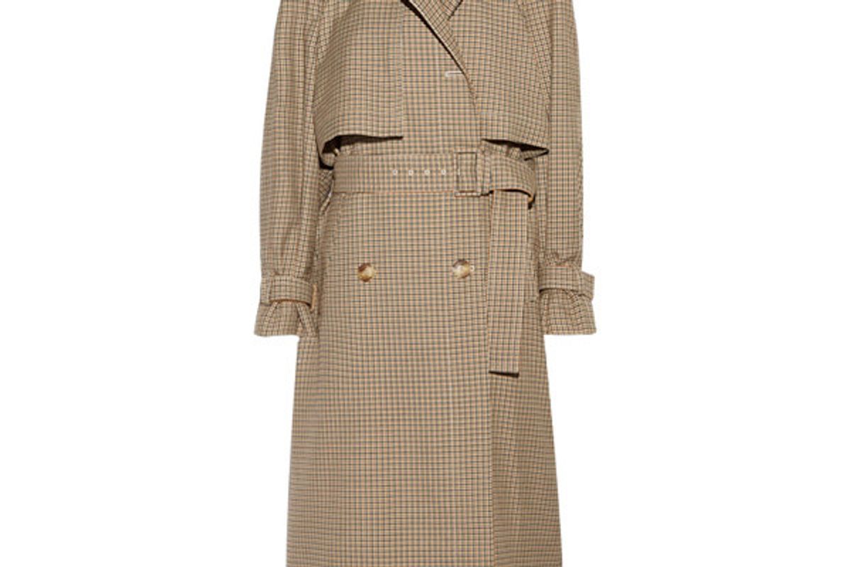 Checked wool trench coat