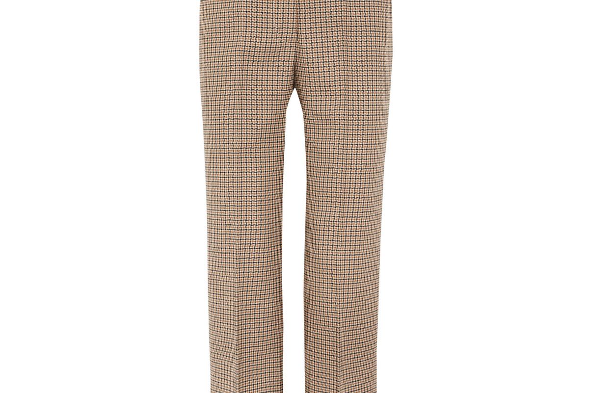 Cropped Checked Wool Flared Pants