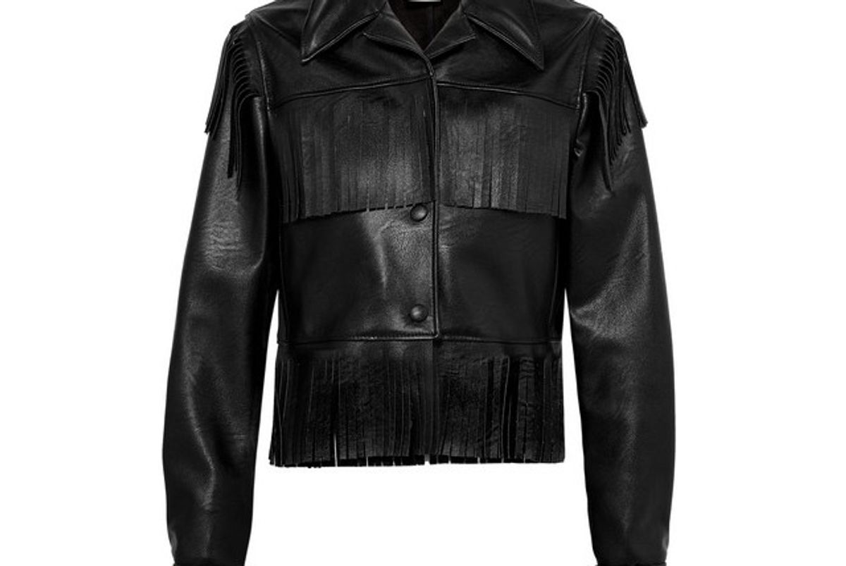 stella mccartney fringed faux textured leather jacket