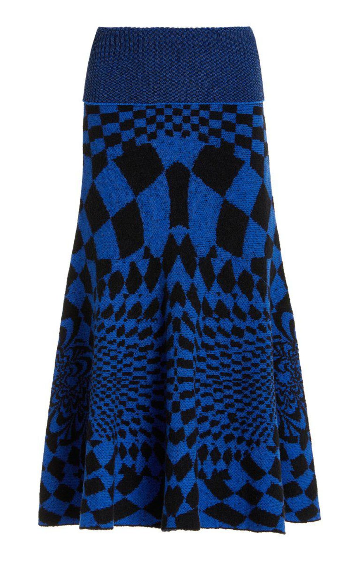 stella mccartney geometric patterned wool blend midi skirt