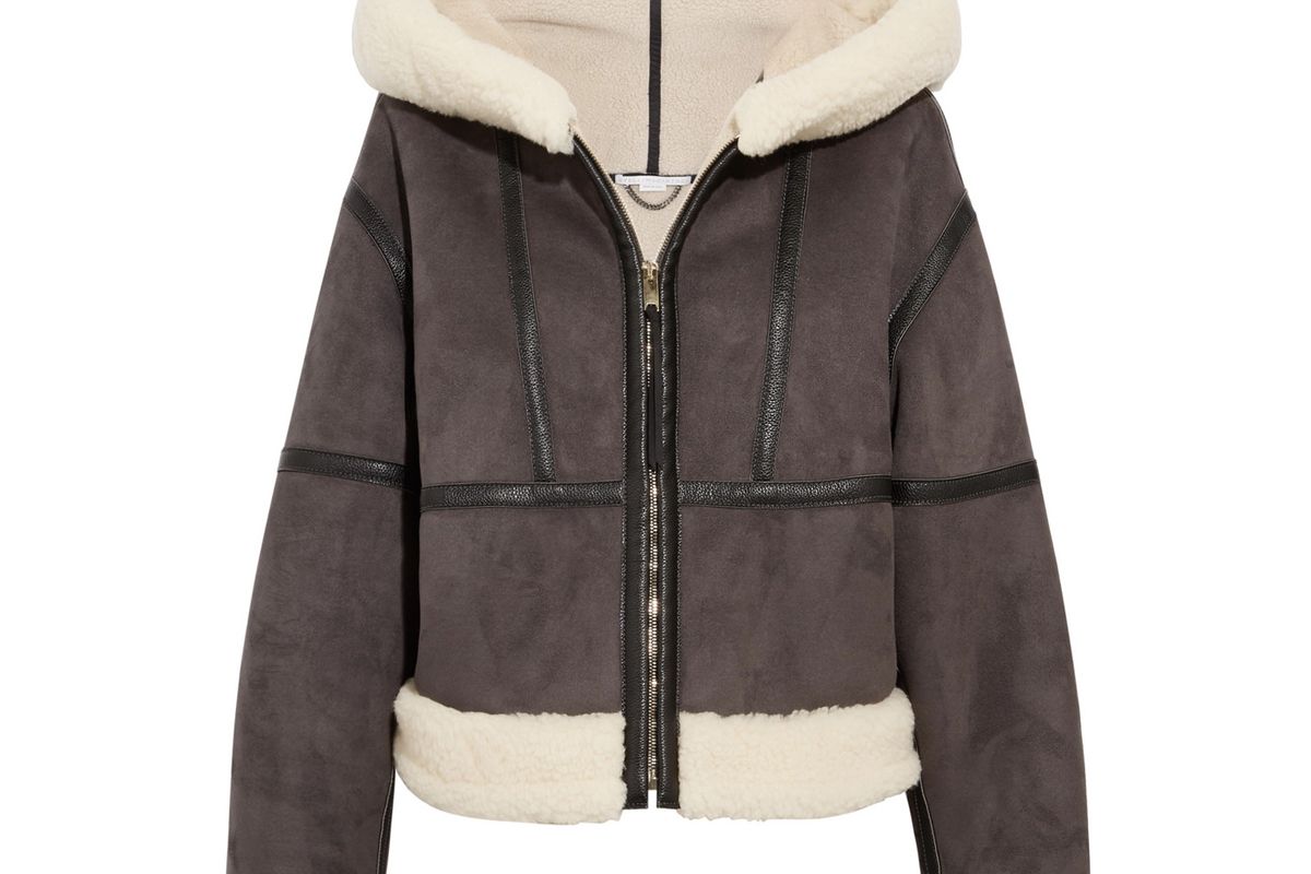 stella mccartney hooded faux shearling jacket