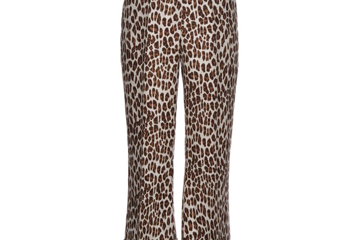 Leopard-Print Wool-Blend Cropped Trousers