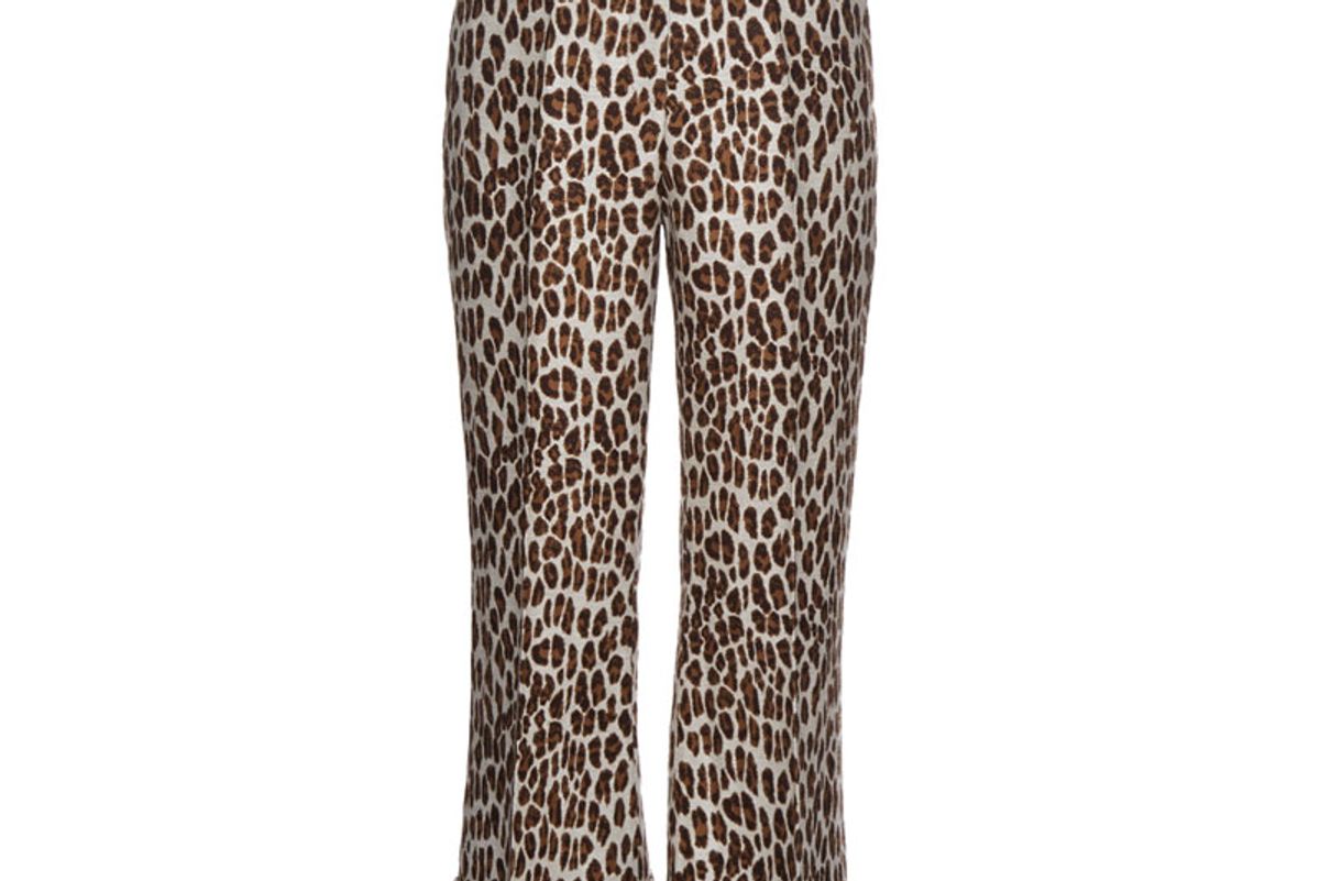 Leopard-Print Wool-Blend Cropped Trousers