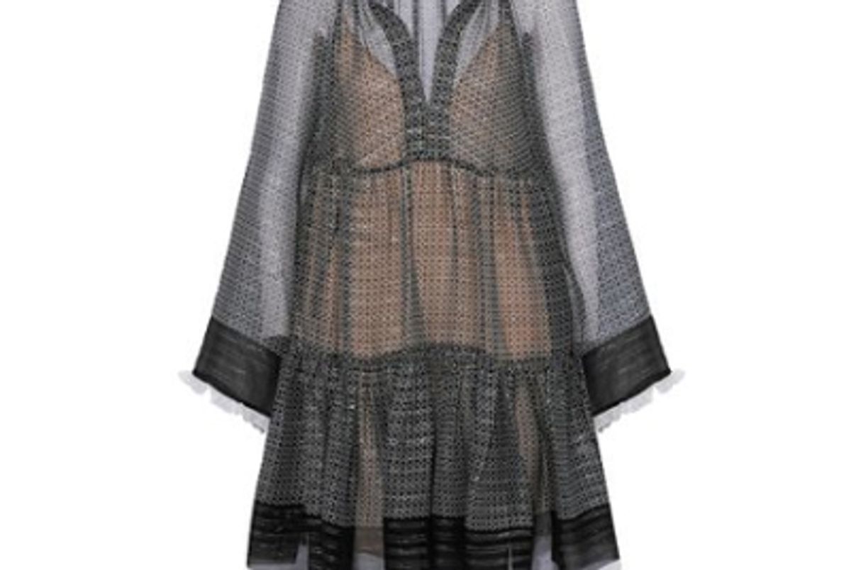 stella mccartney metallic silk blend chiffon mini dress