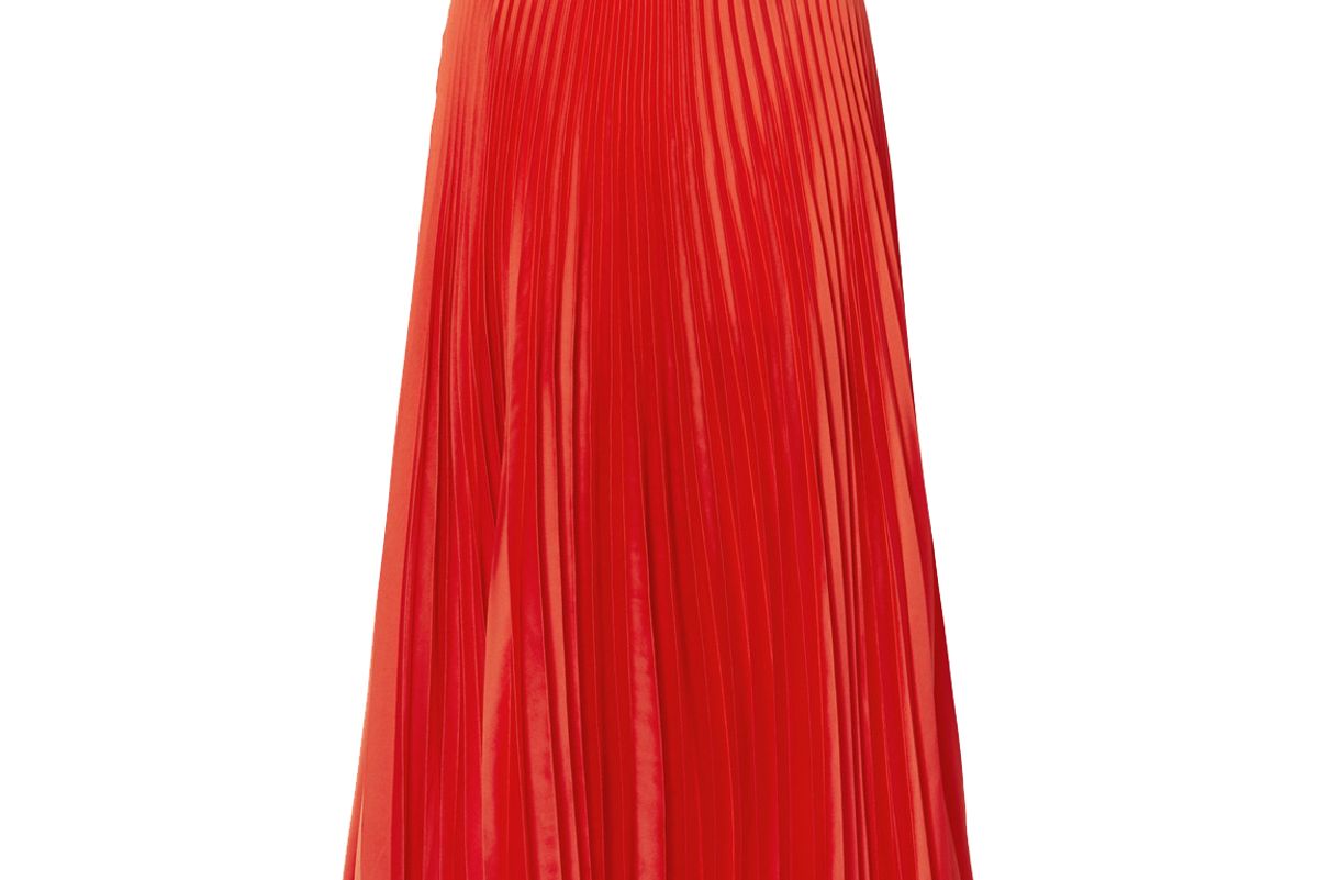 stella mccartney pleated satin midi skirt