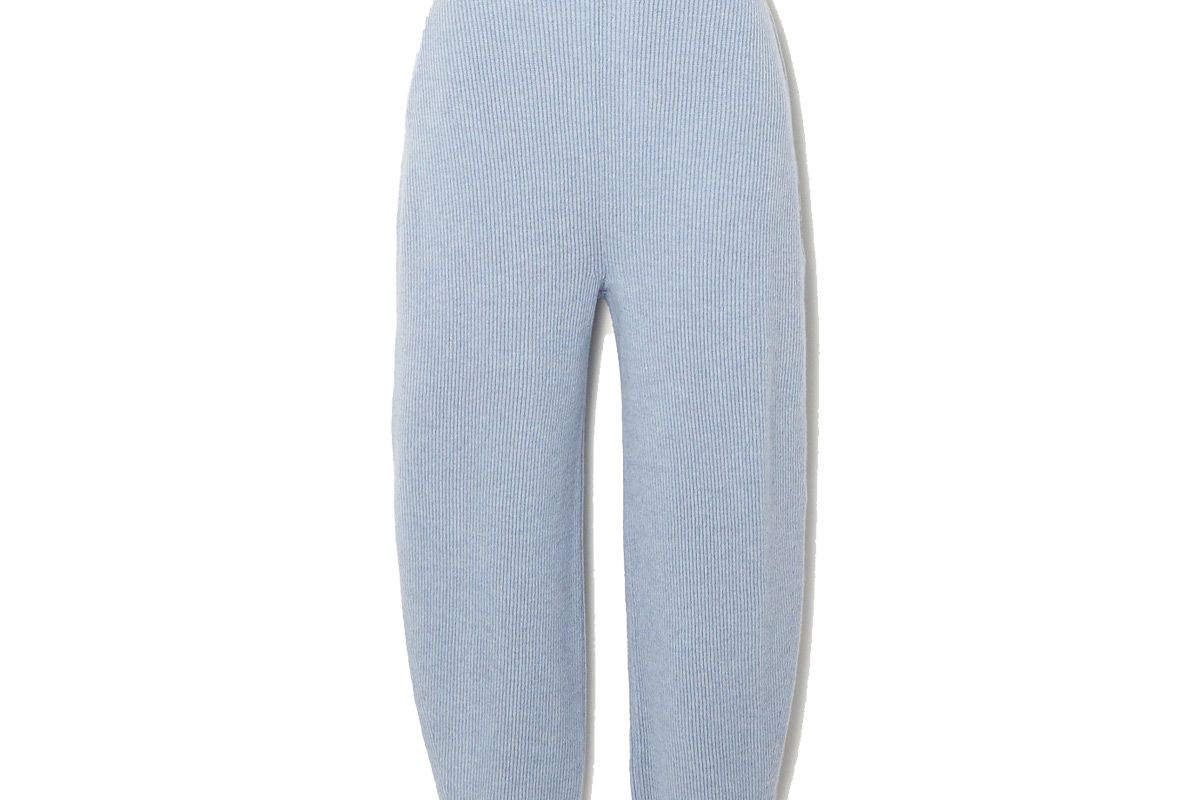 stella mccartney ribbed cashmere and wool blend tapered pants