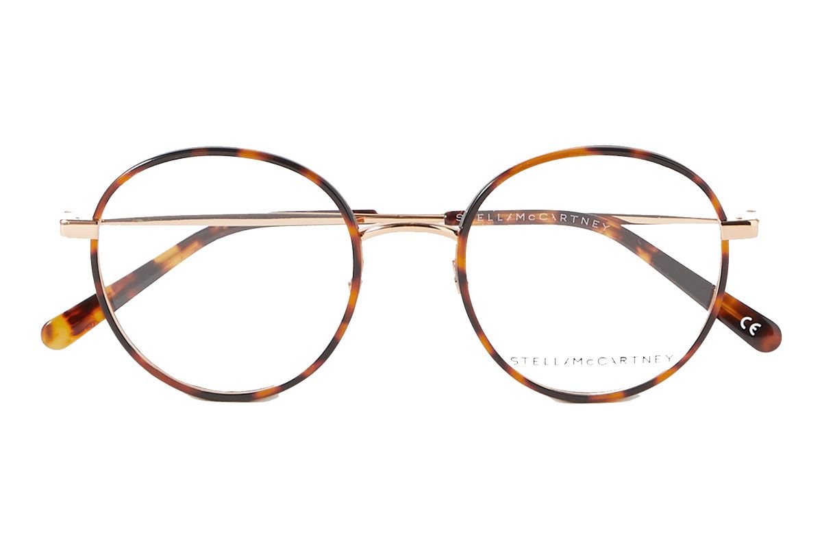 stella mccartney round frame tortoiseshell acetate and gold tone optical glasses