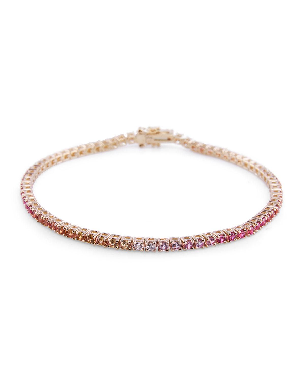 stevie wren 14k gold pink sapphire ombre tennis bracelet