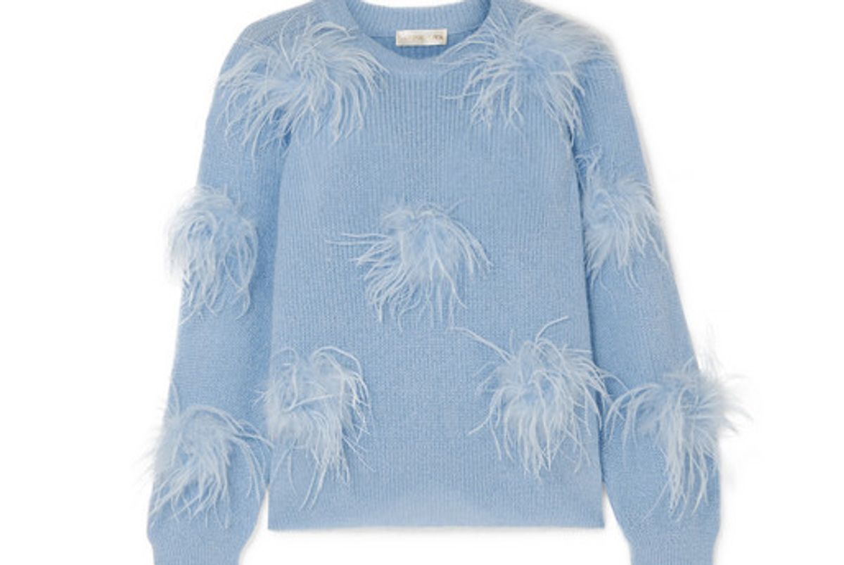 stine goya candice feather embellished knitted sweater