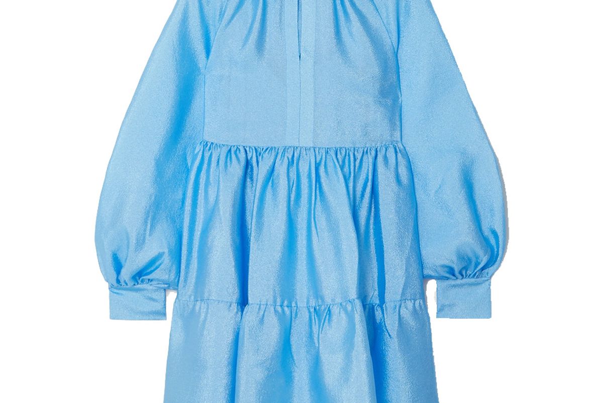 stine goya jasmine tiered crinkle taffeta mini dress