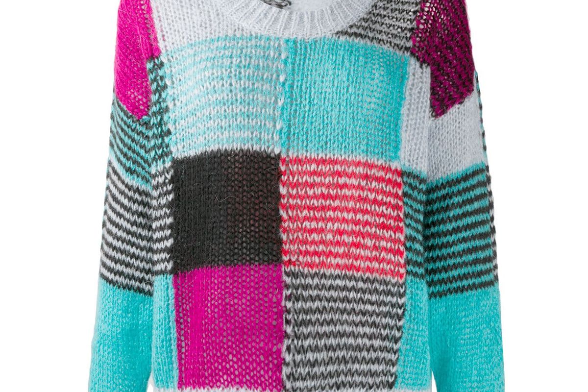 stine goya patchwork knit jumper