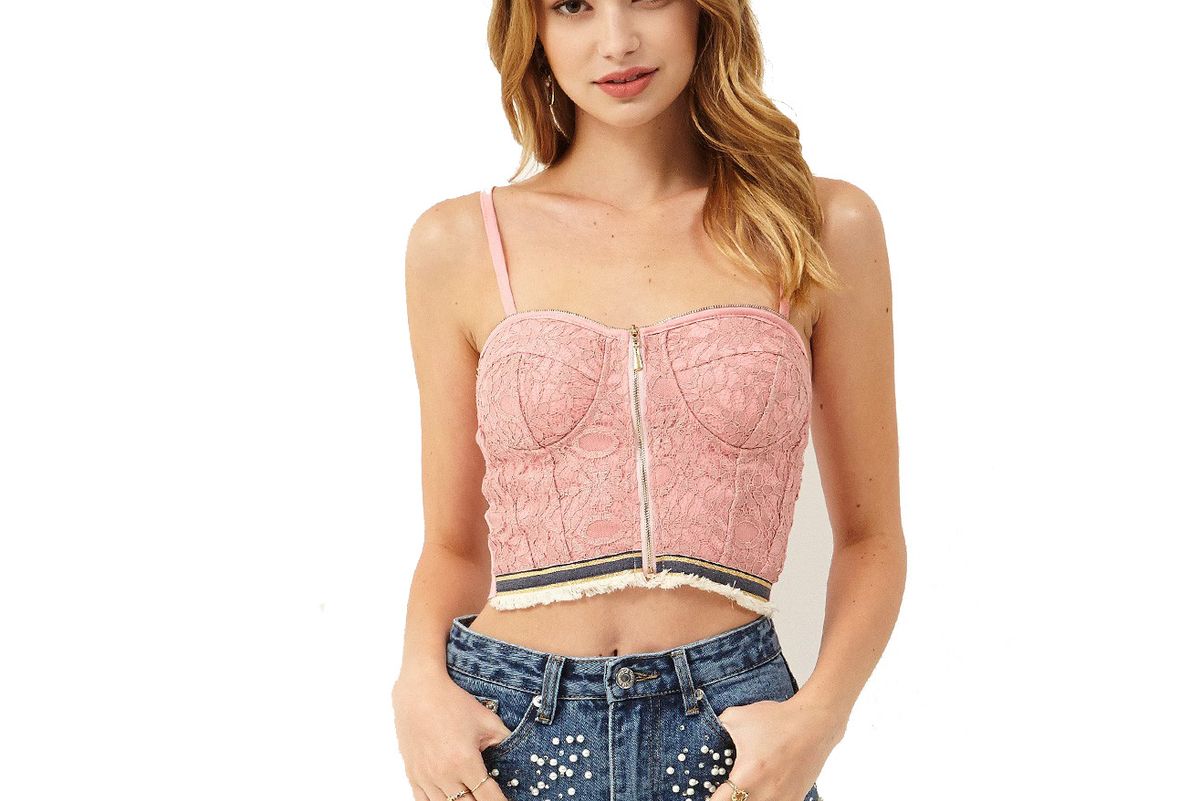 Loe Zipper Lace Corset Top