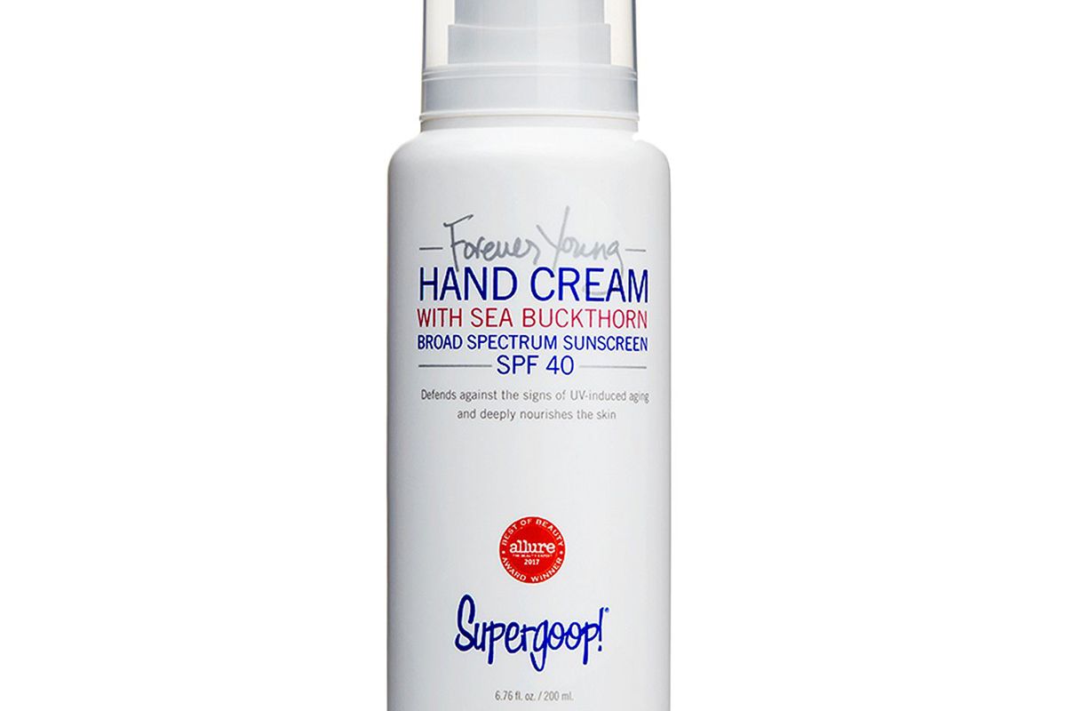 supergoop forever young hand cream with sea buckthorn spf 40