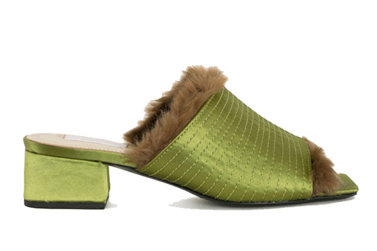 suzanne rae green satin mink slide