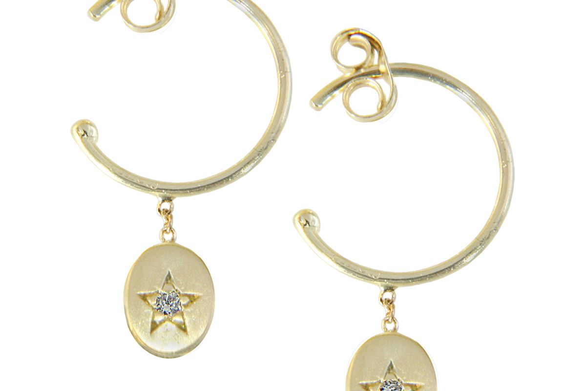 sweet pea diamond and 18ct yellow gold starry starry night small hoop earrings
