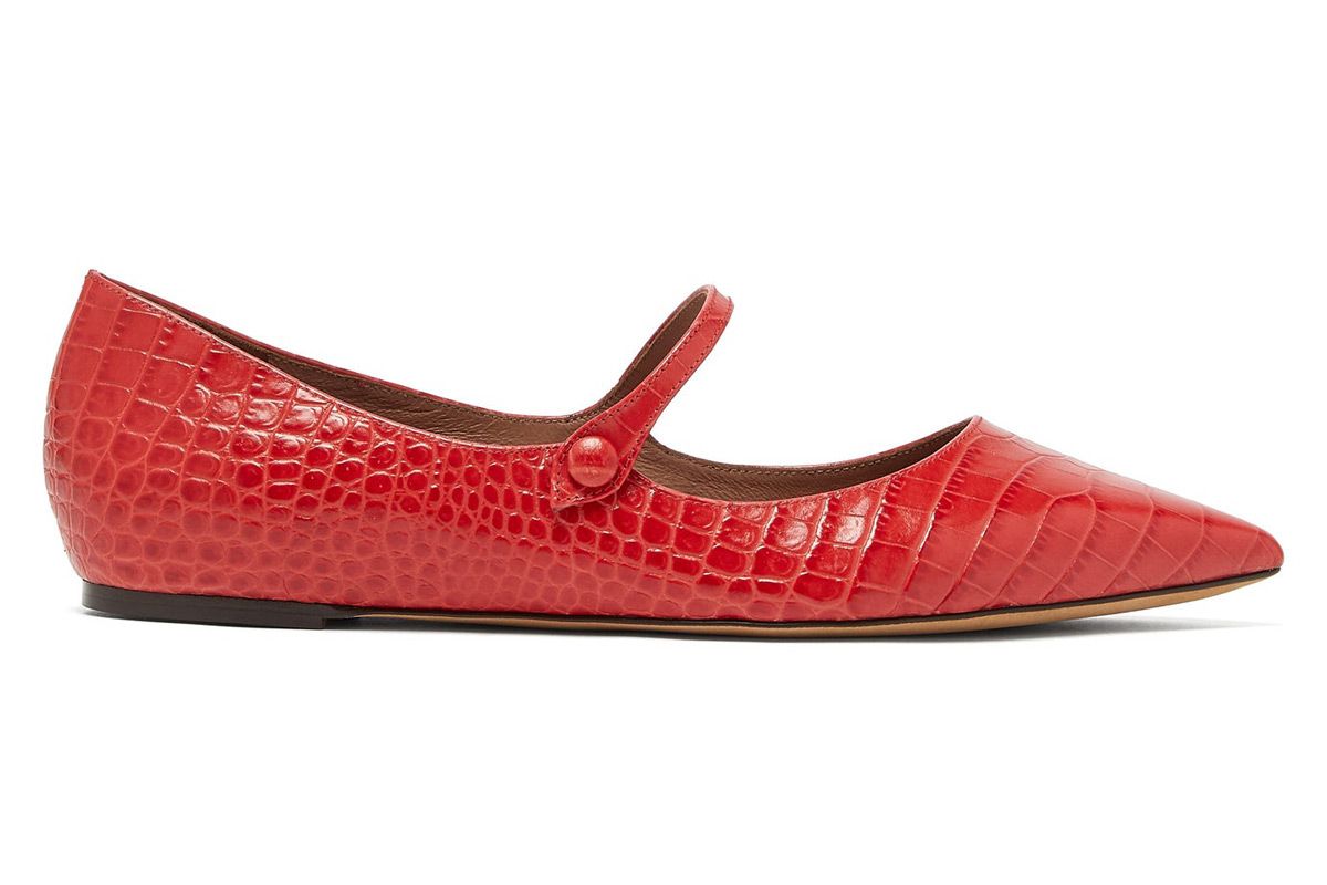 tabitha simmons hermione crocodile effect leather mary jane flats