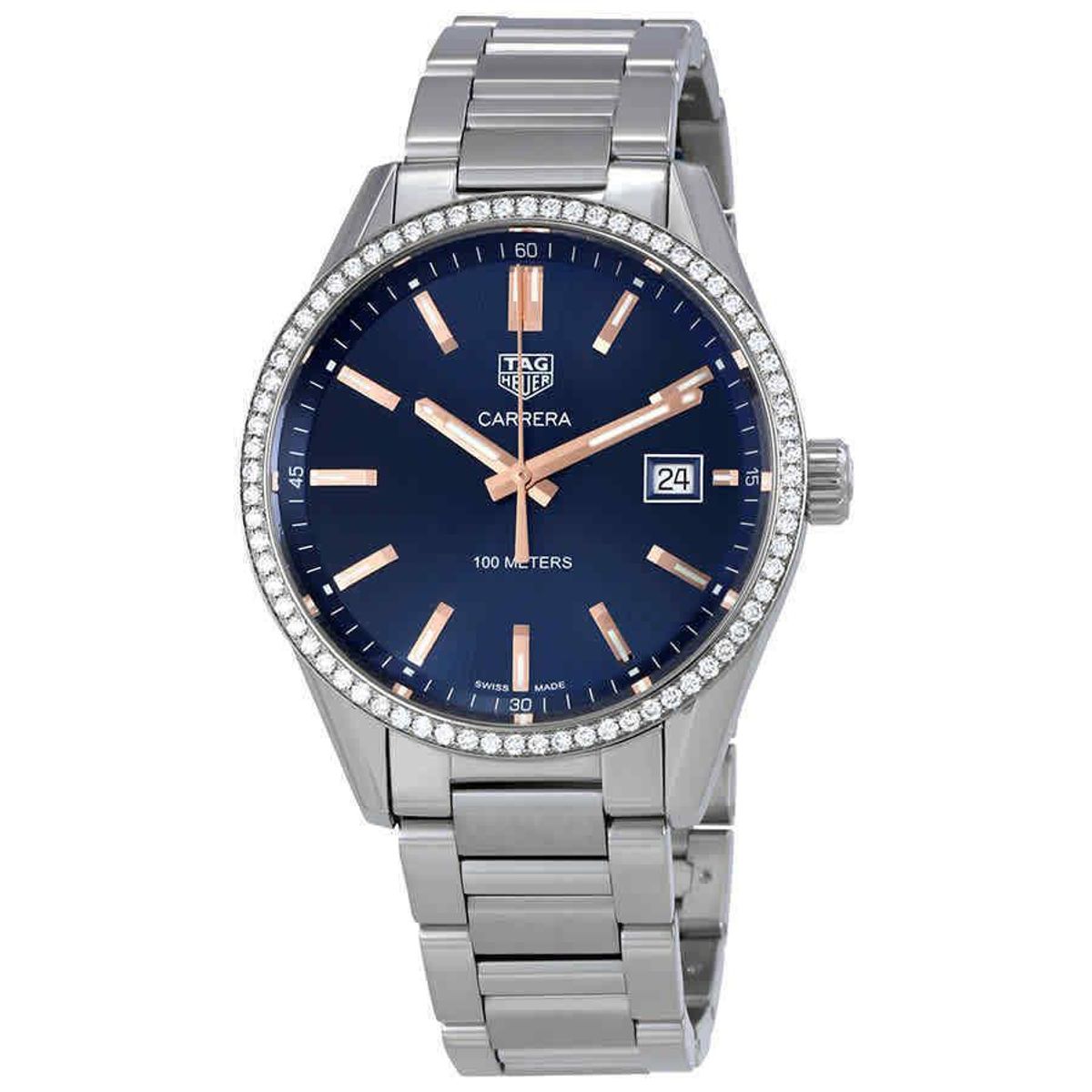 tag heuer carrera blue dial diamond ladies watch