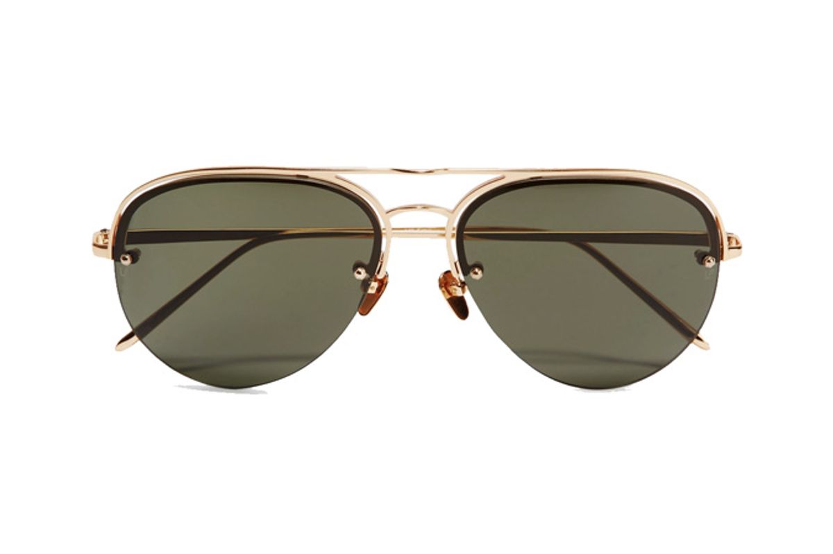 Aviator-Style Gold-Plated Sunglasses