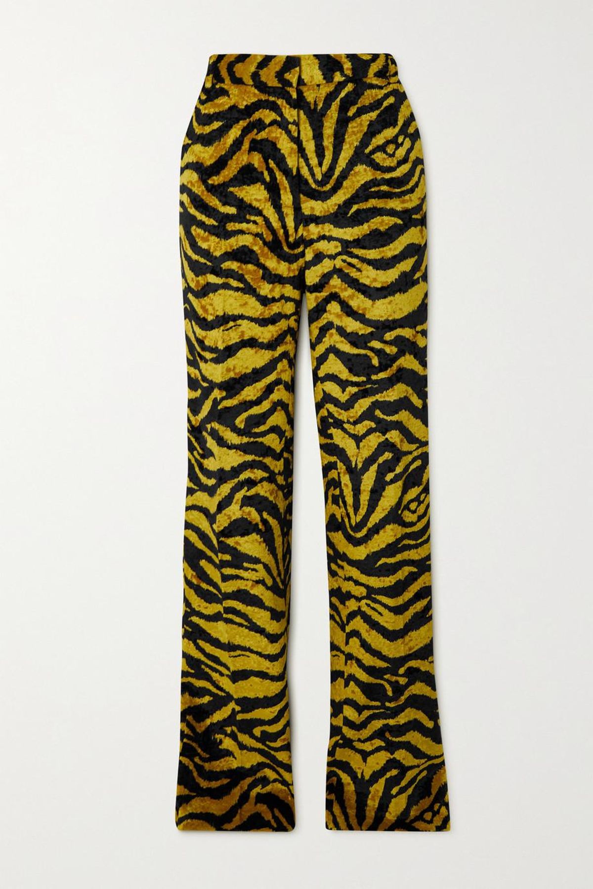 the attico tiger print velvet flared pants