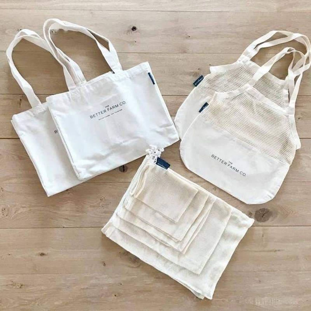 the better farm co organic cotton reusable shopping bag set