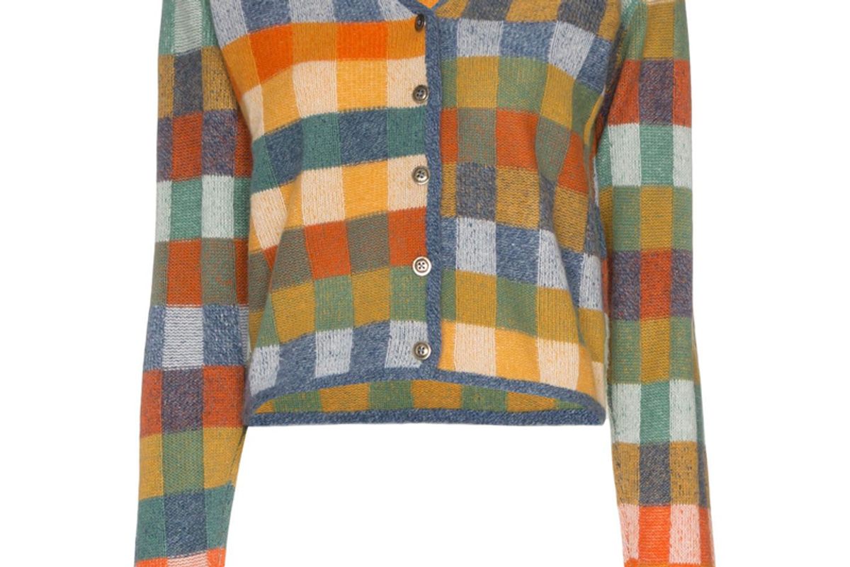 the elder statesman gee's plaid cashmere cardigan