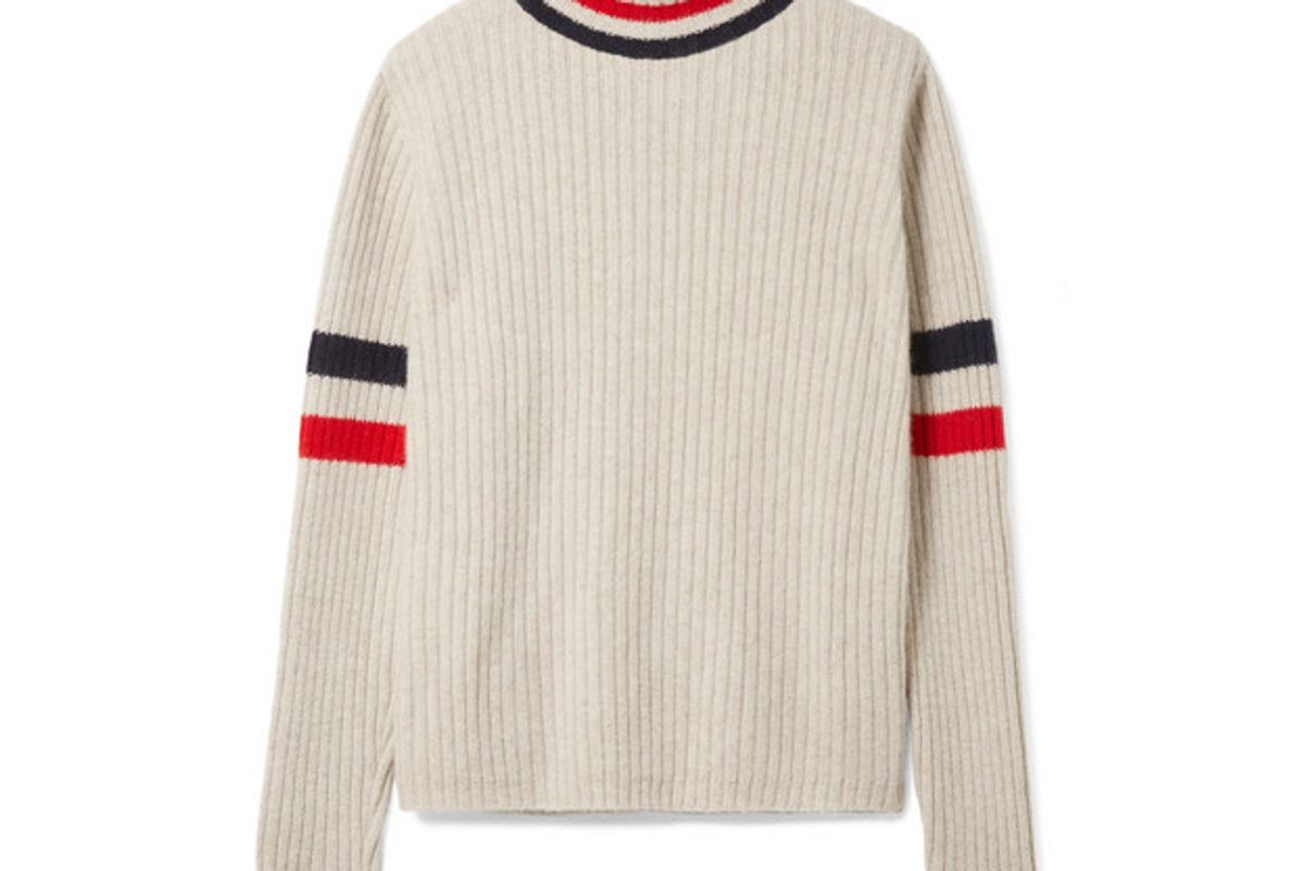 the elder statesman odyssey striped ribbed cashmere turtleneck sweater