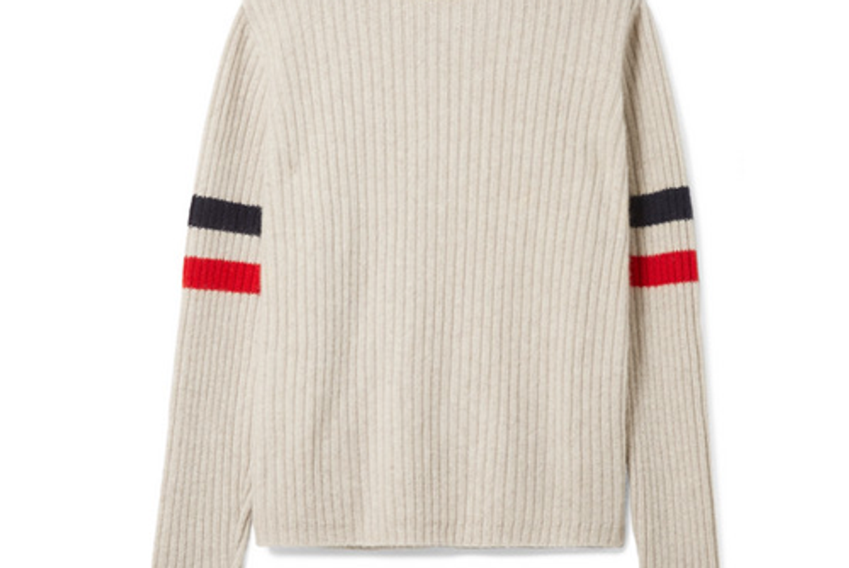 the elder statesman odyssey striped ribbed cashmere turtleneck sweater