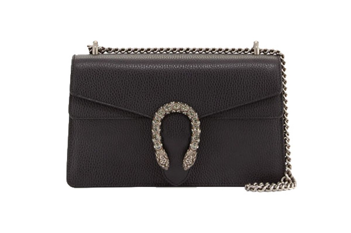 Pebbled Leather Shoulder Bag, Black